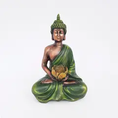 PLINI - Buda Loto Verde y Cobre 22cm Poliresina