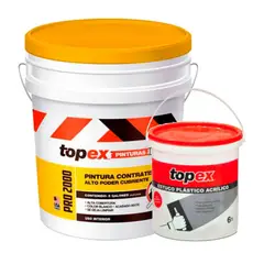 TOPEX - Pintura para Interior 5 Galones Blanco + Estuco Plástico