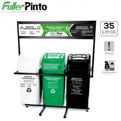 FULLER - Punto Ecológico 35L Blanco Verde Negro Con Tapa Vaiven