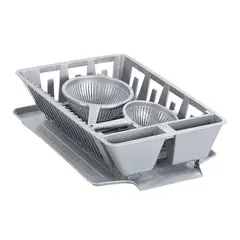 VANYPLAS - Escurridor de Platos Plástico con Base Gris 49x15x38 cm + Set de 2 Coladores Gris
