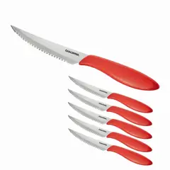 TESCOMA - Set x6 Cuchillos Chuleteros Rojo 12cm