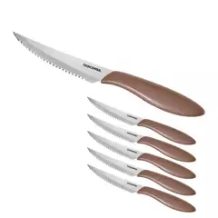 TESCOMA - Set X6 Cuchillos Chuleteros Marrón 12Cm