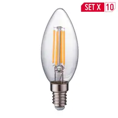 LIENXO - Set x 10 Bombillos Candil Vela 4W E14 3000K
