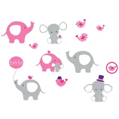 VINILOVERS - Vinilo Infantil Little Elephants T2 Niña 110x90