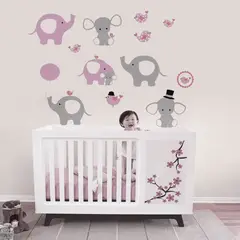 VINILOVERS - Vinilo Infantil Little Elephants Niña 160x100