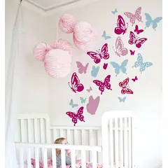 VINILOVERS - Vinilo Infantil Little Butterflies T2 Niña 105x120