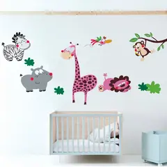 VINILOVERS - Vinilo Infantil Animales Divertidos Niña 200x65