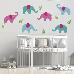 VINILOVERS - Vinilo Infantil Baby Elephants Niña 140x60cm