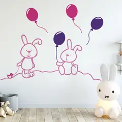 VINILOVERS - Vinilo Infantil Baby Rabbits T2 Niña 150x100