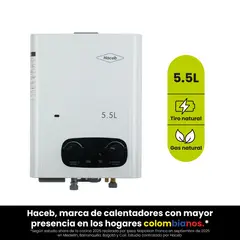 HACEB - Calentador de Paso Gas Natural 5.5 Litros Natural Bambu