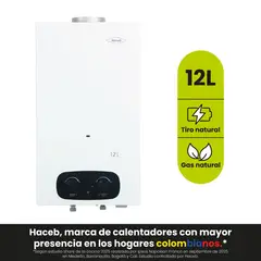 HACEB - Calentador de Paso Gas Natural Bambú 12 Litros Natural