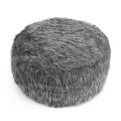 BANZAY - Puff Apoyapiés 25x45x45 Peluche Gris Matizado