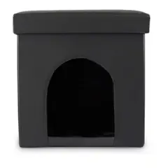 BANZAY - Casa Puff Cubo Para Mascotas 40x40x40cm Pequeño Negro