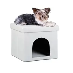 BANZAY - Casa Puff Cubo Para Mascotas 40x40x40cm Pequeño Blanco