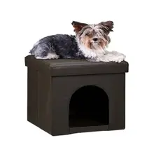 BANZAY - Casa Puff Cubo Para Mascotas 40x40x40cm Pequeño Café