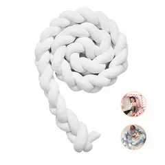 BANZAY - Cojín Protector Cuna Trenza 200X15 Cm Blanco