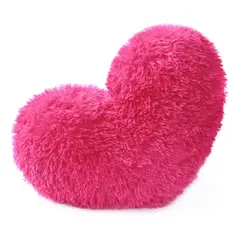 BANZAY - Cojín Decorativo Peludo Corazón Fucsia