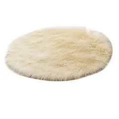 BANZAY - Tapete Peludo Antideslizante 100cm Redondo Crema