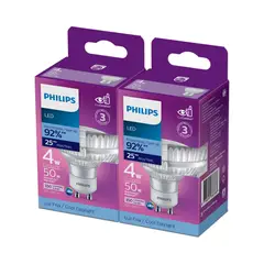 PHILIPS - Set de 2 Bombillo Led Gu10 350 Lúmenes 4w Luz Fría Ph Certificado