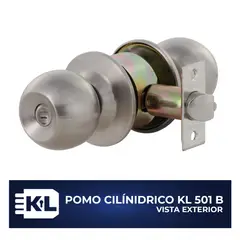 KL SECURITY - Pomo en Acero Cilíndrico Para Bano