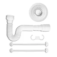 HUMBOLDT - Kit Instalación Lavaplatos 4 Pulgadas Canastilla Blanco