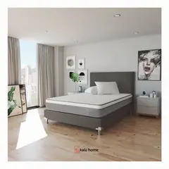 KAIU HOME - Combo Sencillo 100x190 Base Cama Gris + Colchón + Cabecero + Almohada Gris