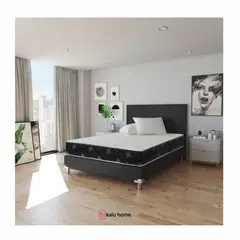 KAIU HOME - Combo Doble 140x190 Base Cama Negra + Colchón + Cabecero + Almohada