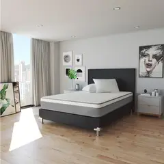 undefined - Combo Sencillo 100x190 Base Cama Negra + Colchón + Cabecero + Almohada