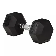 SPORTFITNESS - Mancuerna Hexagonal De 15 Kg Encauchetada Color Negra