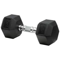 SPORTFITNESS - Mancuerna Hexagonal De 10 Kg Encauchetada Color Negra