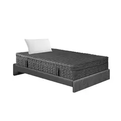 GENERICO - Combo Colchón Pocket R Mohnblatt Euro U Sencillo 100 + Base Cama + 1 Almohada Gris