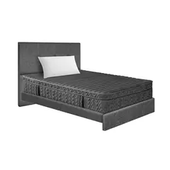 GENERICO - Combo Colchón Pocket R Mohnblatt Euro U Sencillo 100 + Base Cama + 1 Almohada Gris