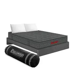 GENERICO - Combo Colchón Orthopack Mohnblatt BTU Doble 140 + Base Cama + 2 Almohadas Gris
