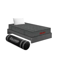 GENERICO - Combo Colchón Orthopack Mohnblatt BTU Semidoble 120 + Base Cama + 1 Almohadas Gris