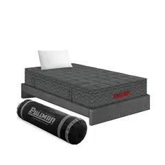 GENERICO - Combo Colchón Orthopack Mohnblatt Euro U Semidoble 120 + Base Cama + 1 Almohada Gris