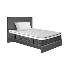 GENERICO - Combo Colchón Pocket R Euro U Sencillo 100 + Base Cama + 1 Almohada Gris