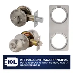 KL SECURITY - Cerradura Pomo Kl101e + Cer Kl104 + Doble Esc H