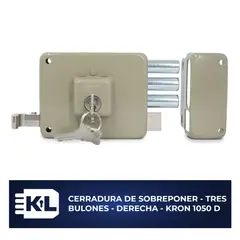 KRON - Cerradura Sobreponer Tres Bulones Derecha