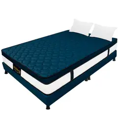 DORMILANDIA - Combo Colchón Queen 160x190 Resortado Dublín Azul