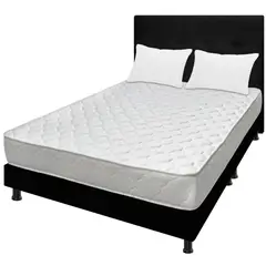 DORMILANDIA - Mega Combo Colchón Queen 160x190 Espumado Ultraflex + Base Cama Dividida + Cabecero + Almohadas