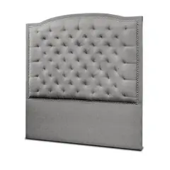 MUEBLES ONLINE - Cabecero Lawrence Capitoneado para Cama Doble 160x140x10 Gris