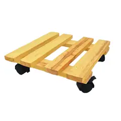 GENERICO - Base Para Matera Con Ruedas Madera Cuadrado 30x30cm Café
