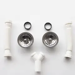 HUMBOLDT - Kit Sifón Doble Flexible + 2 Canastillas De 4-Pulg Inoxidable