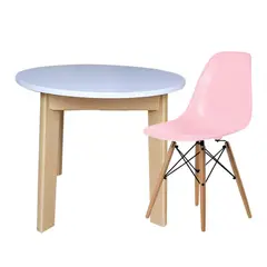EKONOMODO COLOMBIA - Mesa Redonda Infantil + Silla Eames Kids Rosado