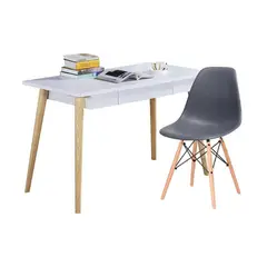 EKONOMODO COLOMBIA - Escritorio Moderno White Redondo con Silla Eames Gris