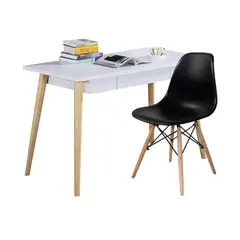 EKONOMODO COLOMBIA - Escritorio Moderno White Redondo + Silla Eames Negro