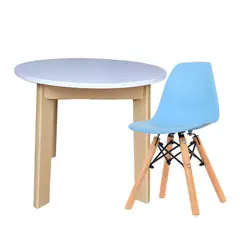 EKONOMODO COLOMBIA - Mesa Redonda Infantil + Silla Eames Kids Azul