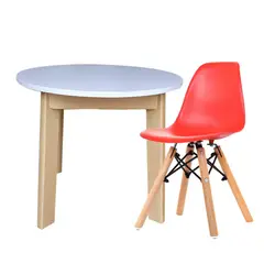 EKONOMODO COLOMBIA - Mesa Infantil Redonda + Silla Eames Roja