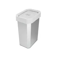 ESTRA - Caneca Plástica 10 Litros Blanco-Reciclable con Tapa Vaivén