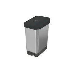 ESTRA - Caneca Plástica 10 Litros Metálico Blanco-Reciclable Aprovechable con Pedal